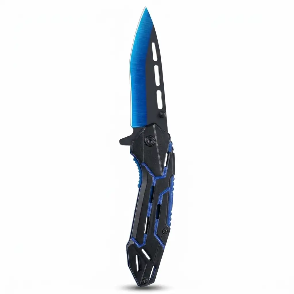 FUNBRO Cool Blue Pocket Knife – 3.4 inch stainless steel EDC folding knife with clip